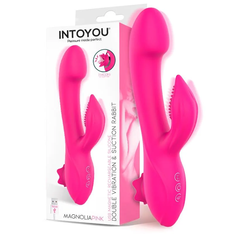 Vibrador Magnólia com Sucção Rosa Intoyou