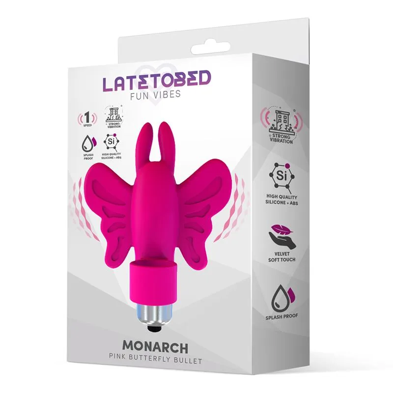 Monarch Bala Vibratória Borboleta Silicone Rosa — vista 2 de 3