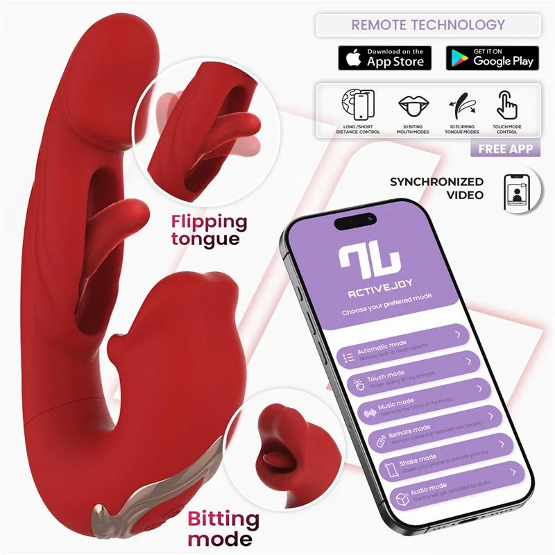 Vibrador Mouty com Função de Mordisco e Flipping com Aplicação Intoyou