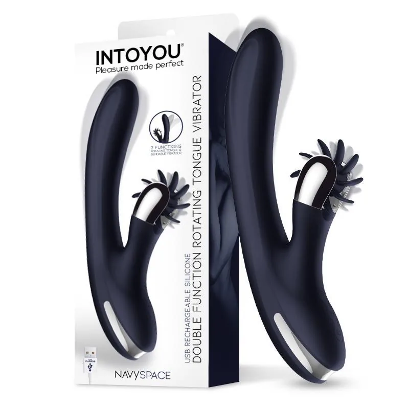 Vibrador Navyspace com Línguas Rotativas Azul InToYou