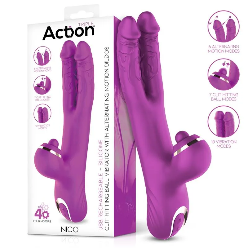 Vibrador Nico com Duplo Eixo Alternante e Bola Percutora Action