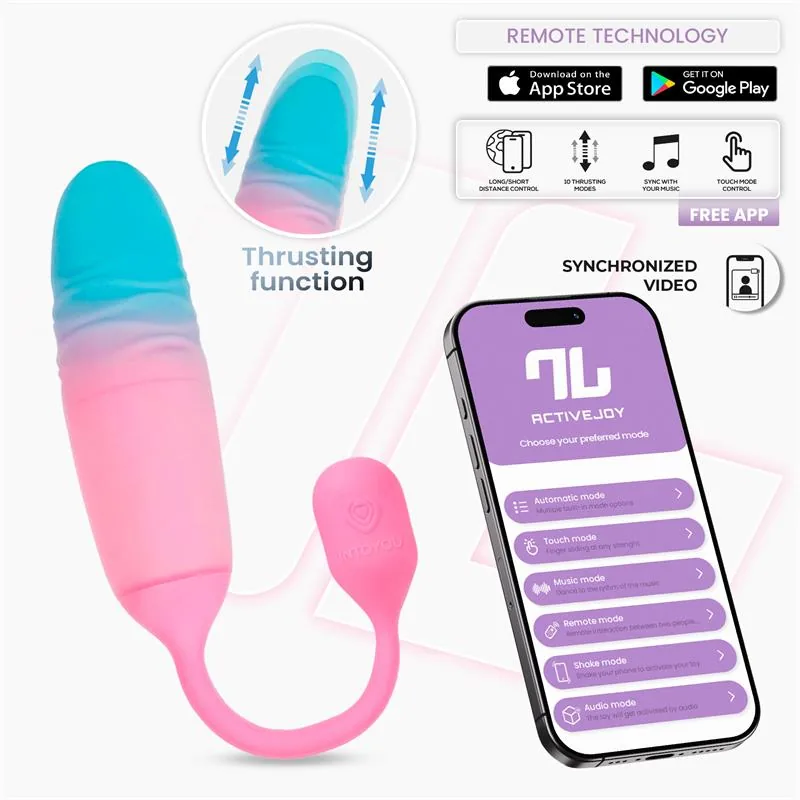 Vibrador Ovo NexEgg Motion com Vaivém e Aplicação Rosa/Turquesa IntoYou