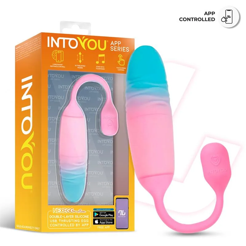 Vibrador Ovo NexEgg Motion com Vaivém e Aplicação Rosa/Turquesa IntoYou — vista 4 de 11