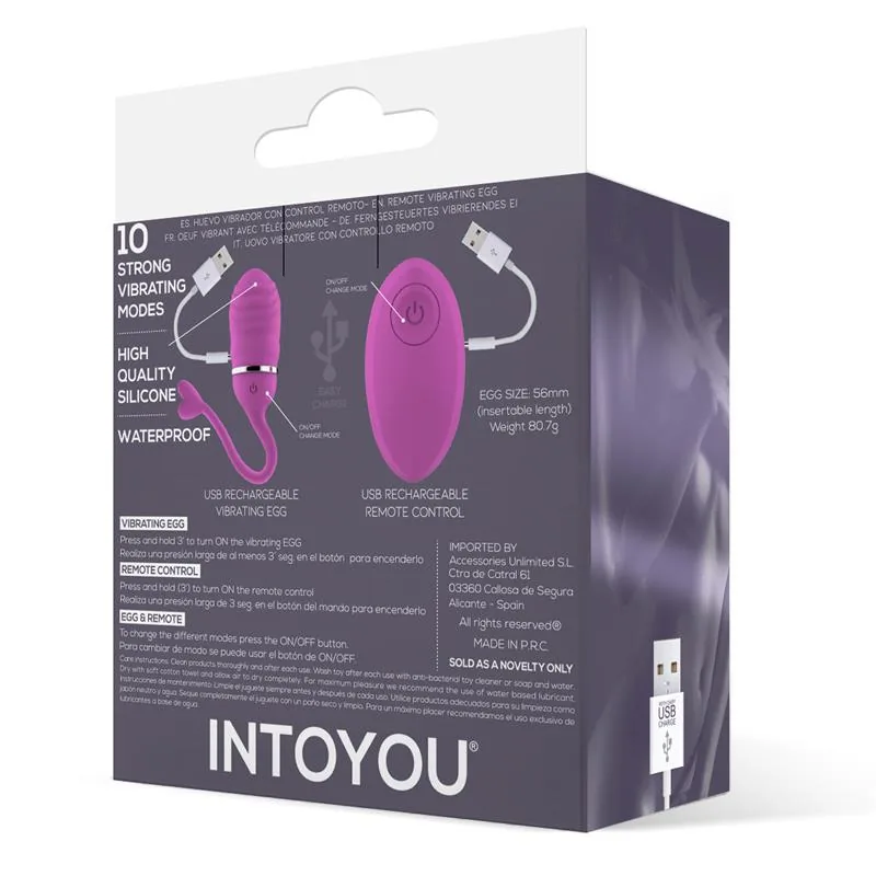 Vibrador Ovo Odise com Comando à Distância em Silicone Rosa InToYou — vista 3 de 9