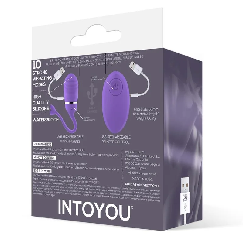 Vibrador Ovo Odise com Comando à Distância em Silicone Roxo InToYou — vista 3 de 5