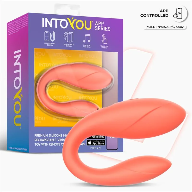 Vibrador para Casais Flexível com Aplicação Salmão InToYou — vista 2 de 9