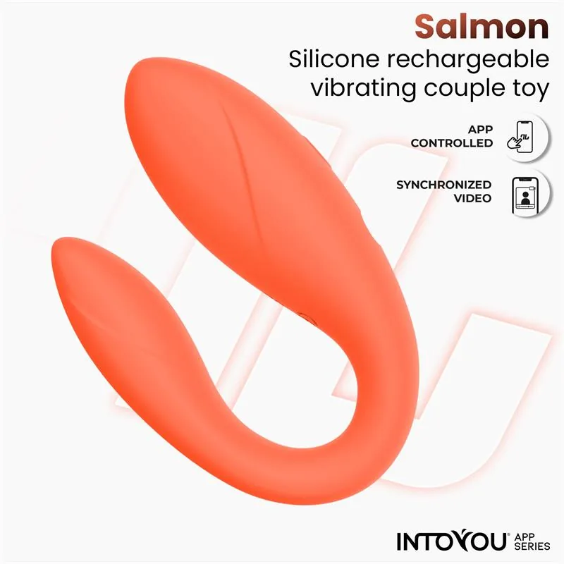 Vibrador para Casais Flexível com Aplicação Salmão InToYou — vista 4 de 9