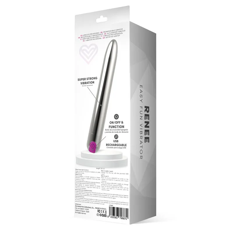 Renee Vibrador 10 Funções USB Prata — vista 3 de 3