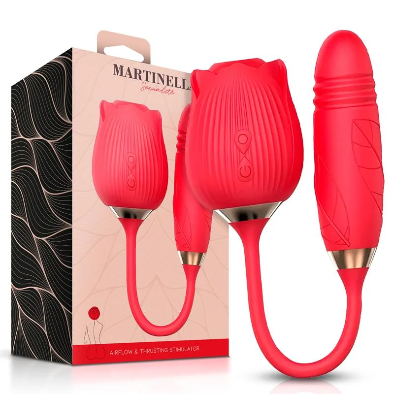 Vibrador Rosa com Sucção e Ovo com Vaivém USB Martinella
