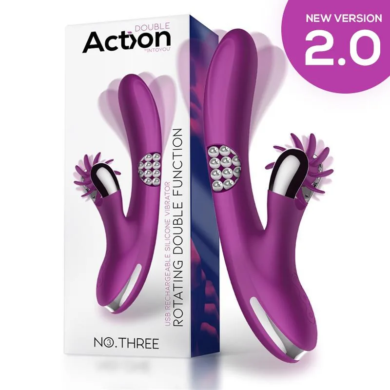 Vibrador Rotador No. Three com Bolas Giratórias 360º e Roda Estimuladora Action