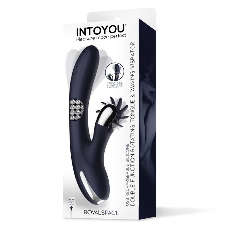 Vibrador Royalspace com Línguas Estimuladoras e Bolas Internas 360º Azul InToYou — vista 5 de 5