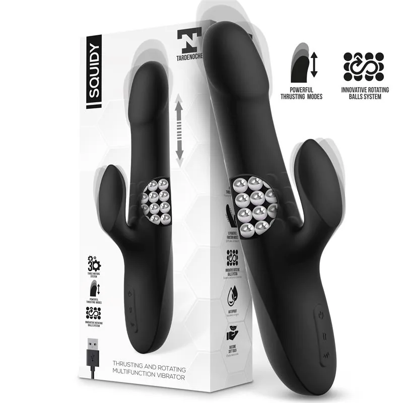 Vibrador Squidy com Vaivém e Bolas Rotativas em Silicone Tardenoche