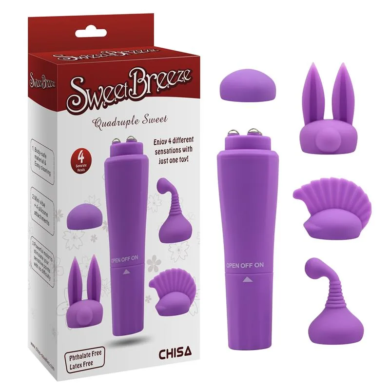 Vibrador Sweet com 4 Cabeças Intercambiáveis Roxo Chisa