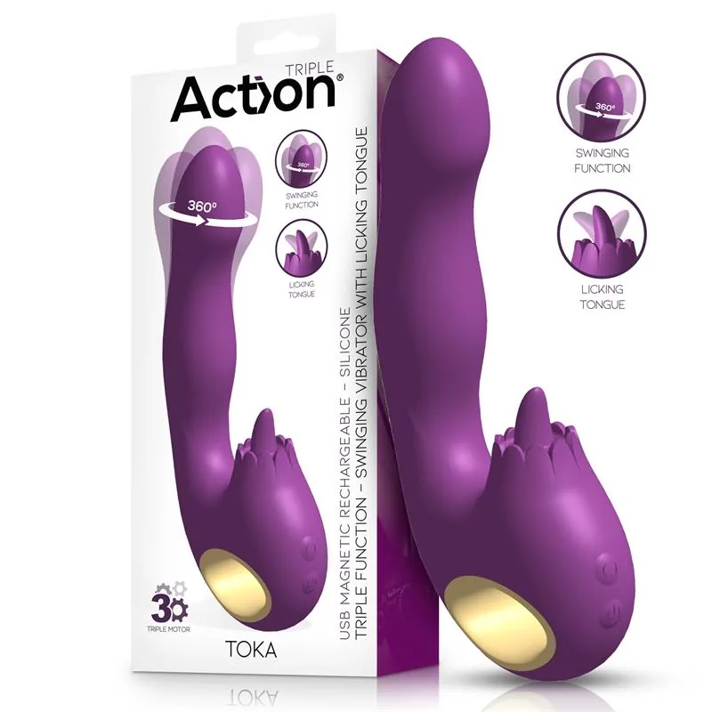 Vibrador Toka com Oscilação 360º e Língua Estimuladora Action