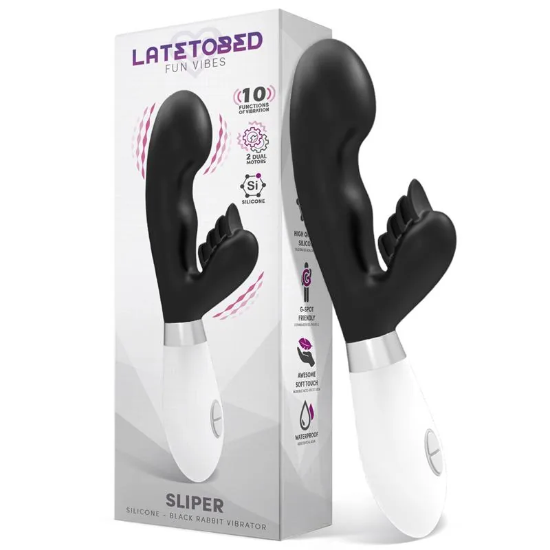 Vibrador Coelho Sliper em Silicone Preto