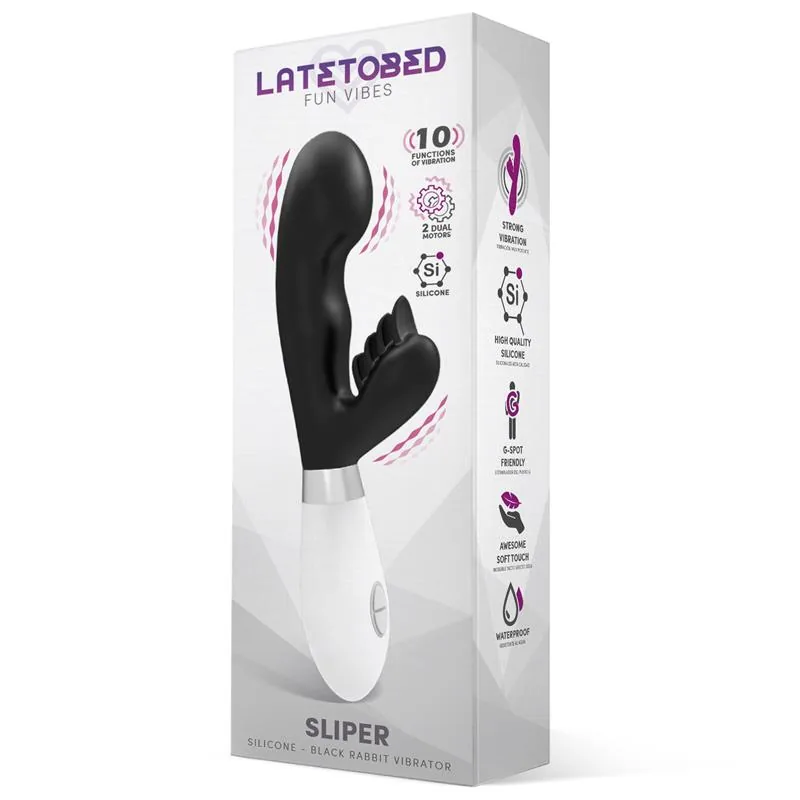 Vibrador Coelho Sliper em Silicone Preto — vista 2 de 3