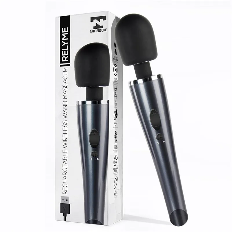 Vibrador de Varinha Relyme em Silicone Preto USB Tardenoche