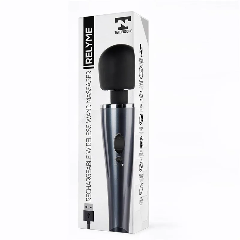 Vibrador de Varinha Relyme em Silicone Preto USB Tardenoche — vista 8 de 13